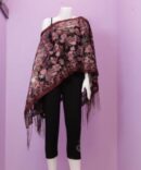 Thai Poncho Scarf color off burgundy-red